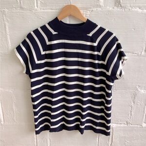 Ryegrass Navy and White Striped Top